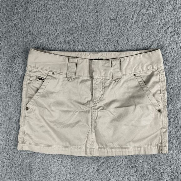 Express Women’s Vintage Y2K Khaki Mini Skirt 2 Tan Casual Twee - Picture 1 of 12